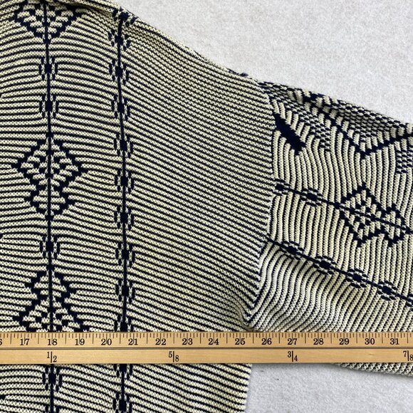 VINTAGE Jantzen Sweater Mens L Blue Geometric Pullover 90s Grunge - Picture 12 of 13